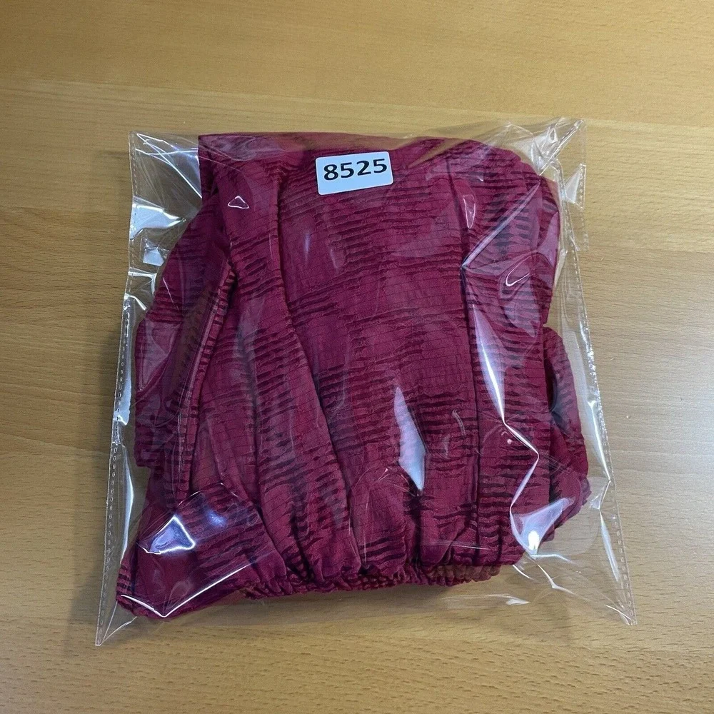 by ANTHROPOLOGIE Romantic Women's Top Medium Burgundy Puff-Sleeved Leaf Print - Picture 10 of 10